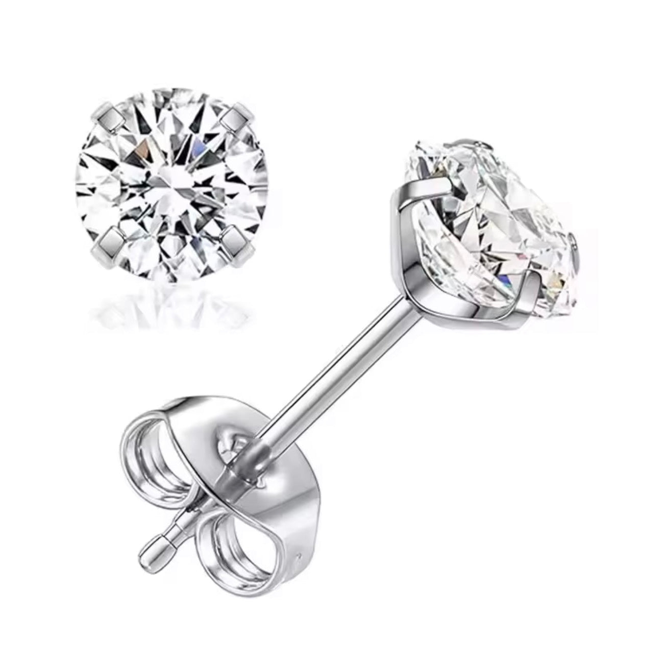 Funkelnde Silber Ohrringe 5mm, Zirkonia Ohrstecker