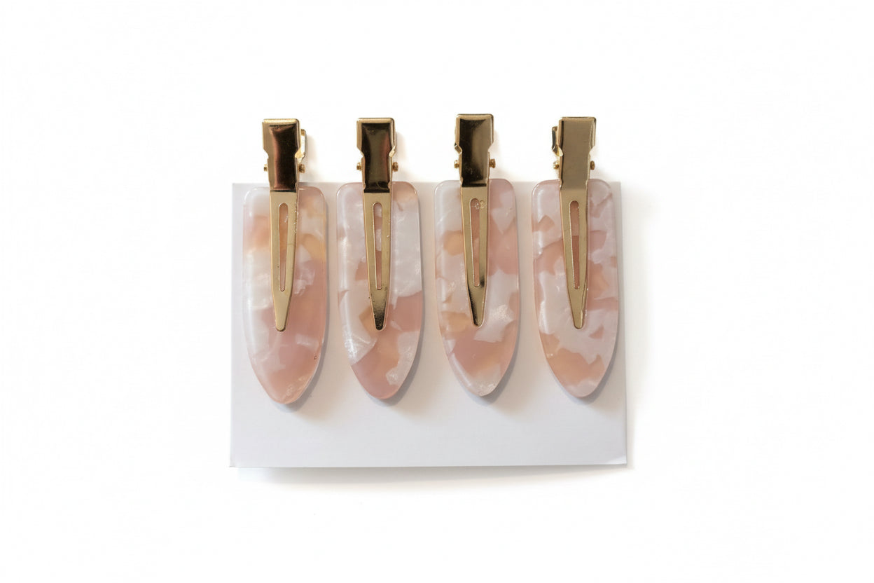 Haarspangen Rosa Creme Detailansicht, hochwertige Verarbeitung