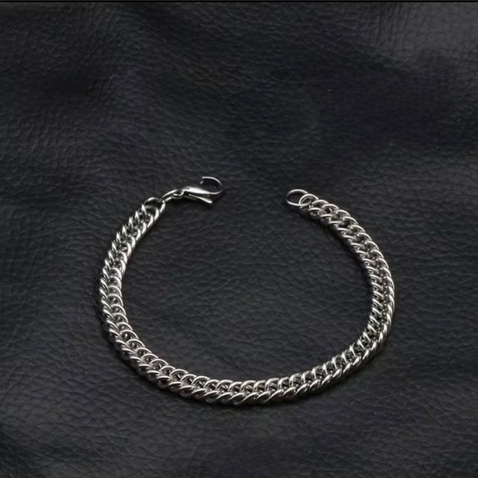 Doppeltes Panzerarmband in Silber, robustes Kettendesign