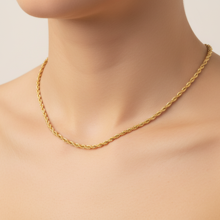 18K Vergoldete Rope Chain Kette
