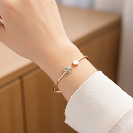 Offenes Herzarmband - Gold