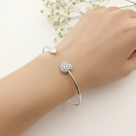 Offenes Herzarmband - Silber