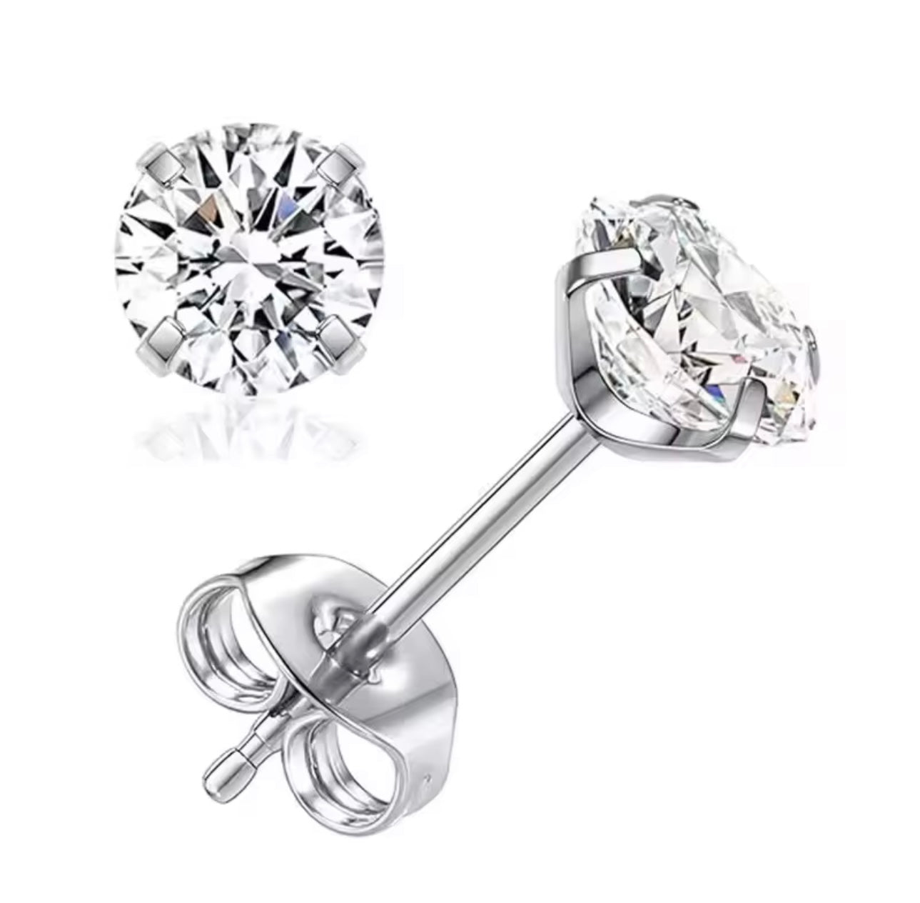 Funkelnde Silber Ohrringe - 5mm