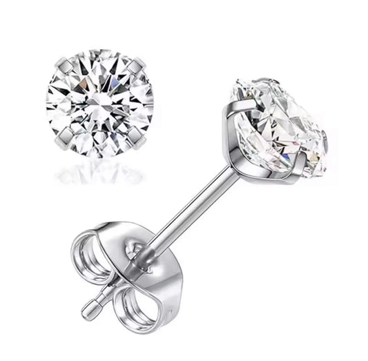 Funkelnde Silber Ohrringe - 5mm