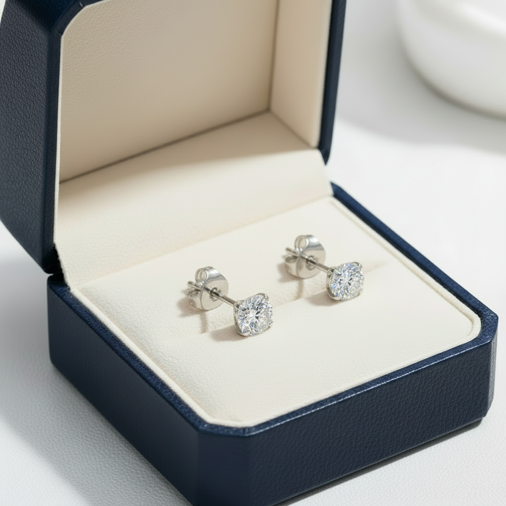 Funkelnde Silber Ohrringe - 5mm